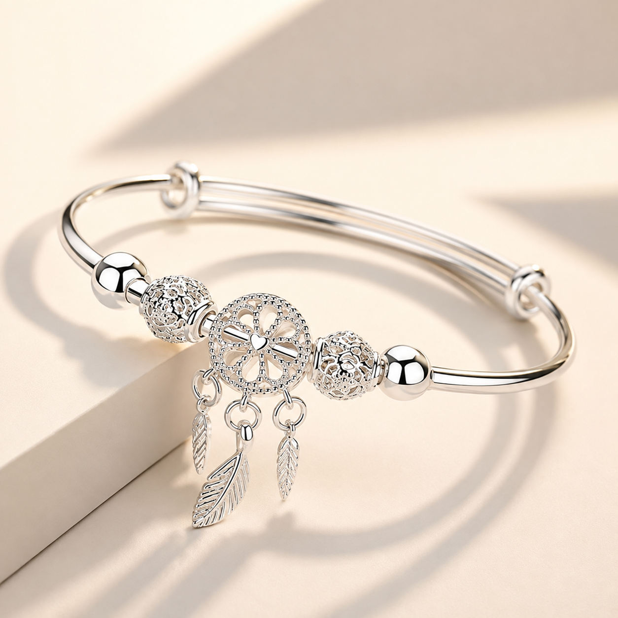 Aiyana – Verstellbares Traumfängerarmband aus 925er Silber