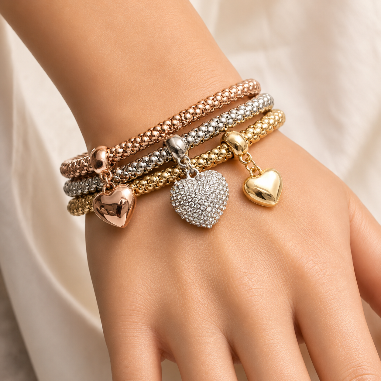 Aria – Metallarmband mit stabilen Herzen