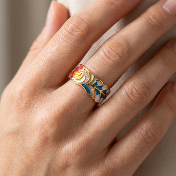 Isolde – Ring mit von Hand gemalten Blumen