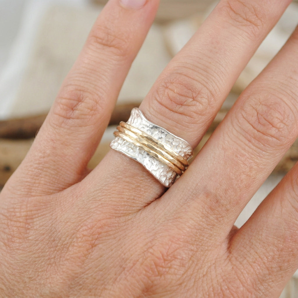Bianca - Zeitloser drehbarer Ring in Gold und Silber