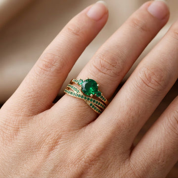Ivy – Ring-Set mit grünen Kristallen