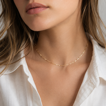 Nadia – Stilvolle goldene Paperclip-Halskette