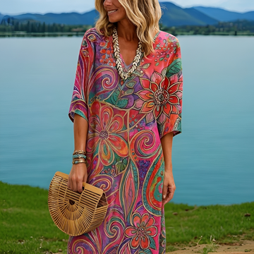 Amara - Farbintensives Kleid mit Floralmuster