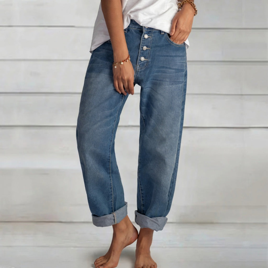 Kaden - Jeans mit hohem Bund und geradem Bein
