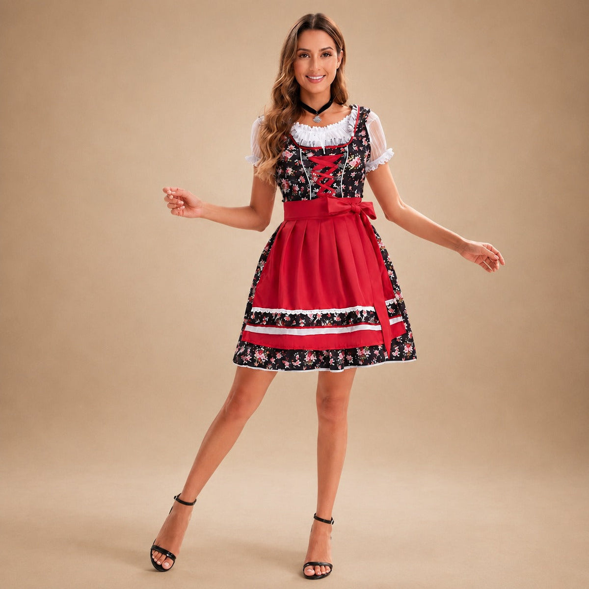 Angela - Schickes Oktoberfestkleid mit Blumendesign (Futter nicht enthalten)