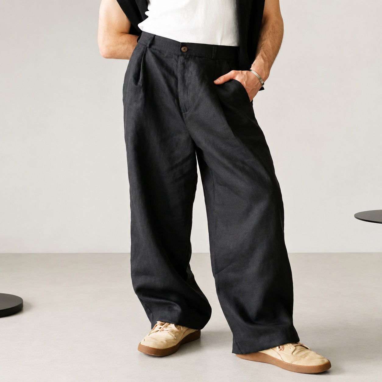 Hashim - Bequeme Weite Bundfaltenhose