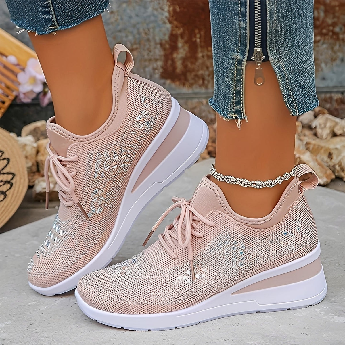 Elodie - Modische bequeme Sneakers mit glänzenden Akzenten
