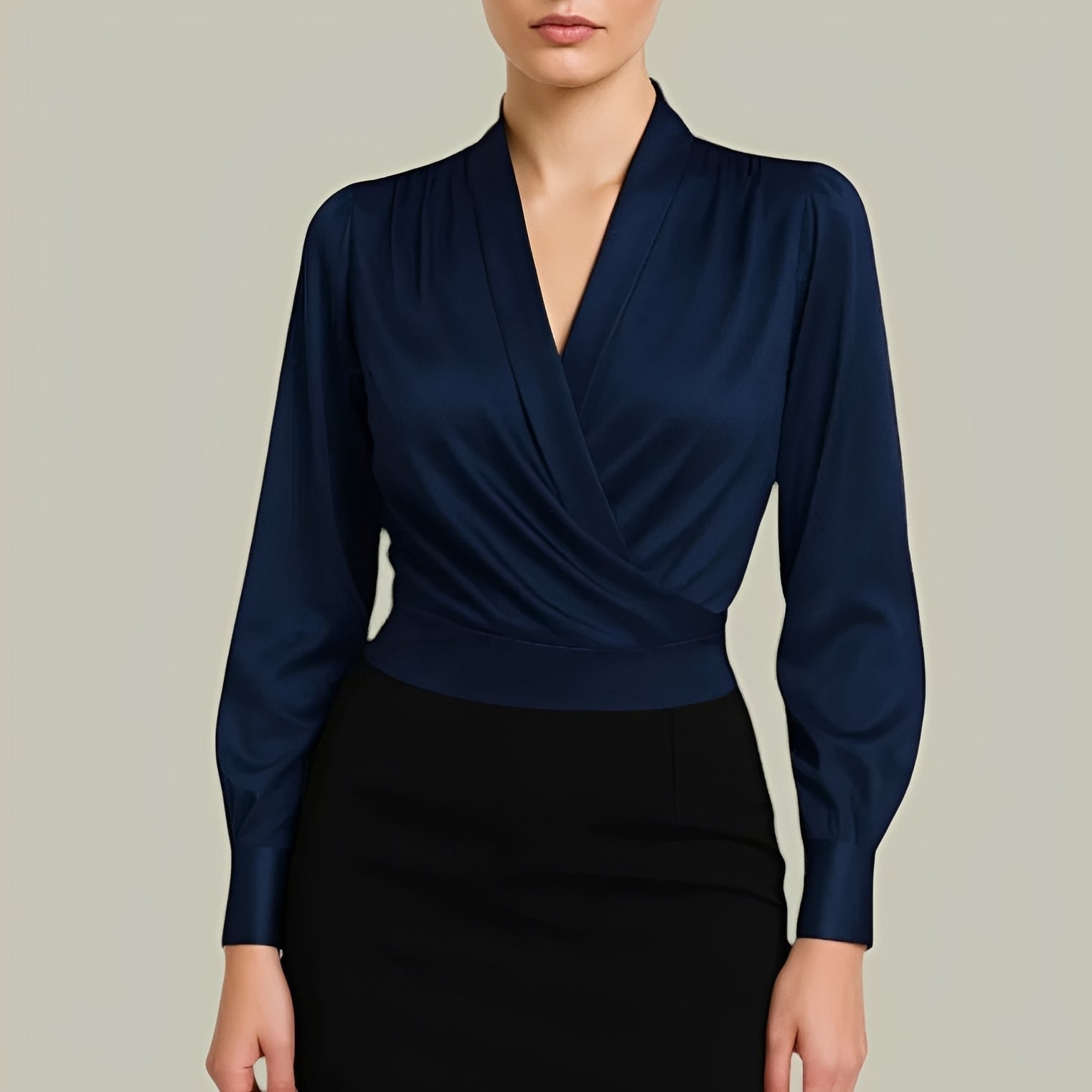 Livia - Schicke Langarmbluse im Wickeldesign