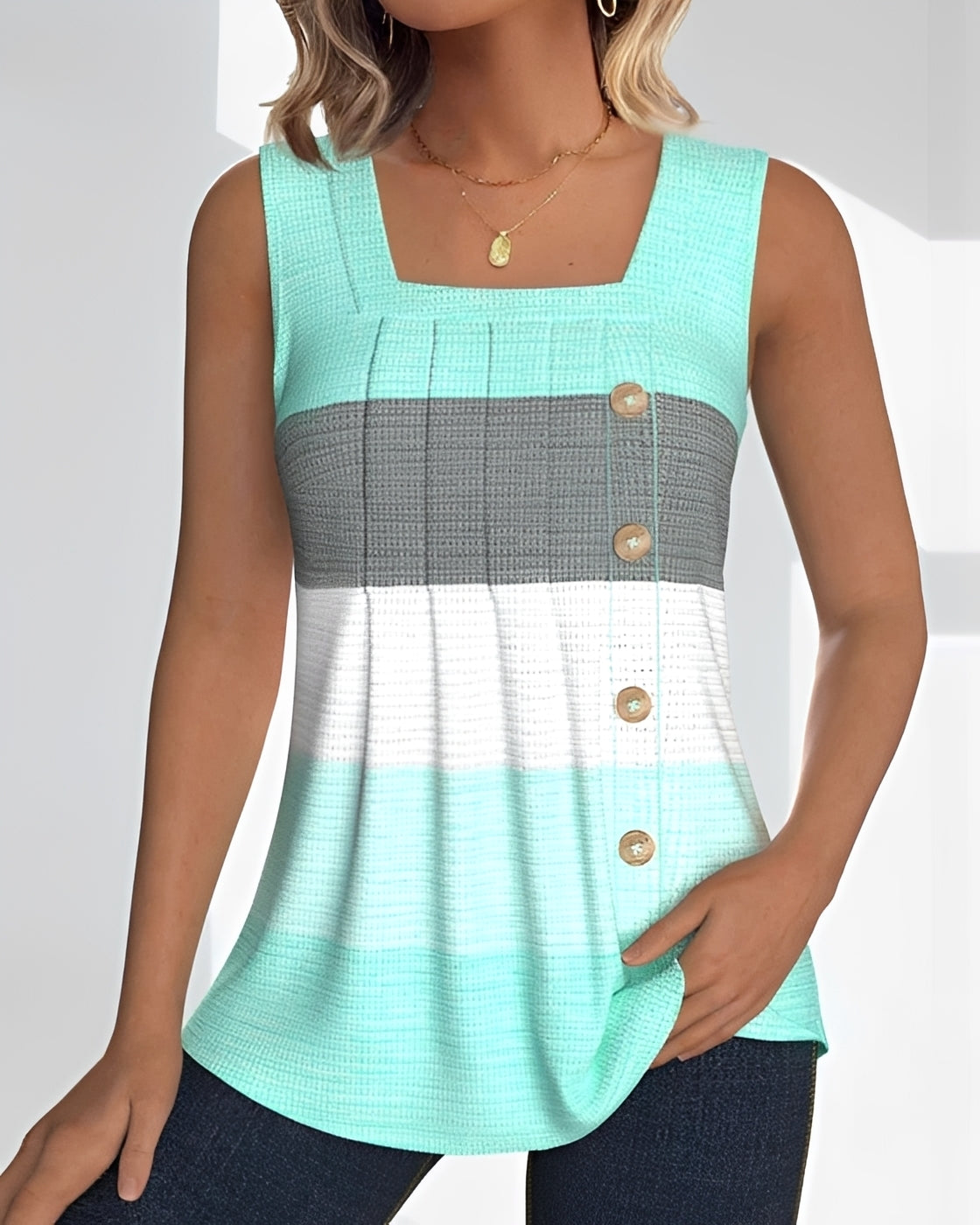 Grace - Lockeres, Gestreiftes Tanktop mit plissierten Details