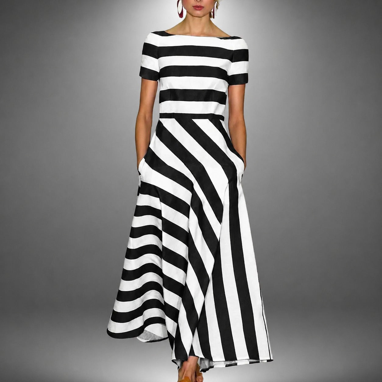 Darcie - Maxikleid mit Streifen im A-Linien-Schnitt