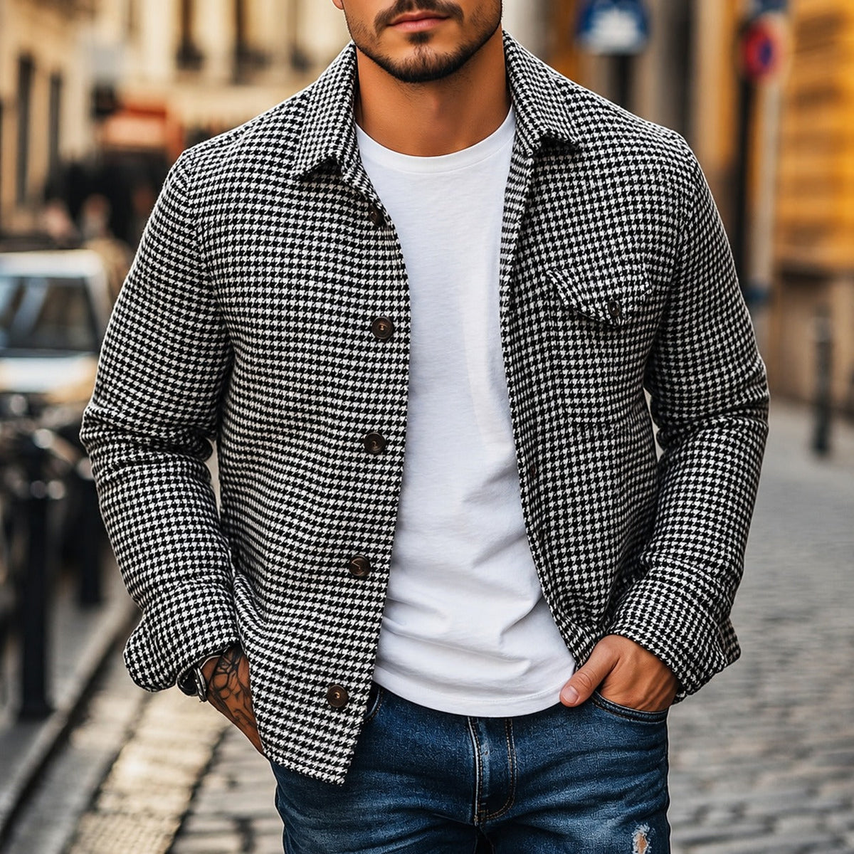Andrew - Retro-Jacke im einreihigen Hemd-Stil