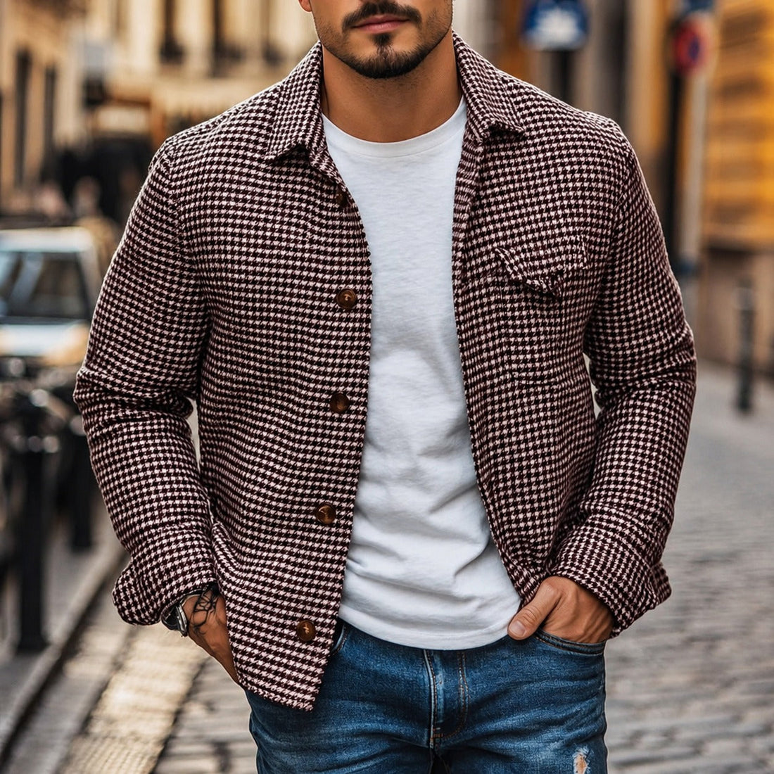 Andrew - Retro-Jacke im einreihigen Hemd-Stil
