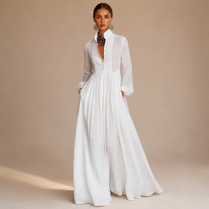 Kyran - Elegantes langes Kleid mit langen Ärmeln