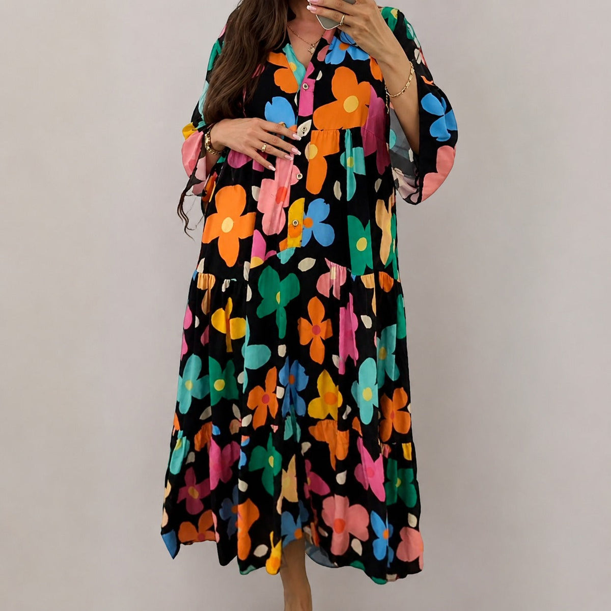 Alana - Komfortables buntes Kleid mit weitem Schnitt
