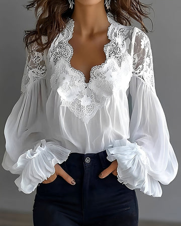 Kim - Stylische Bluse mit V-Ausschnitt