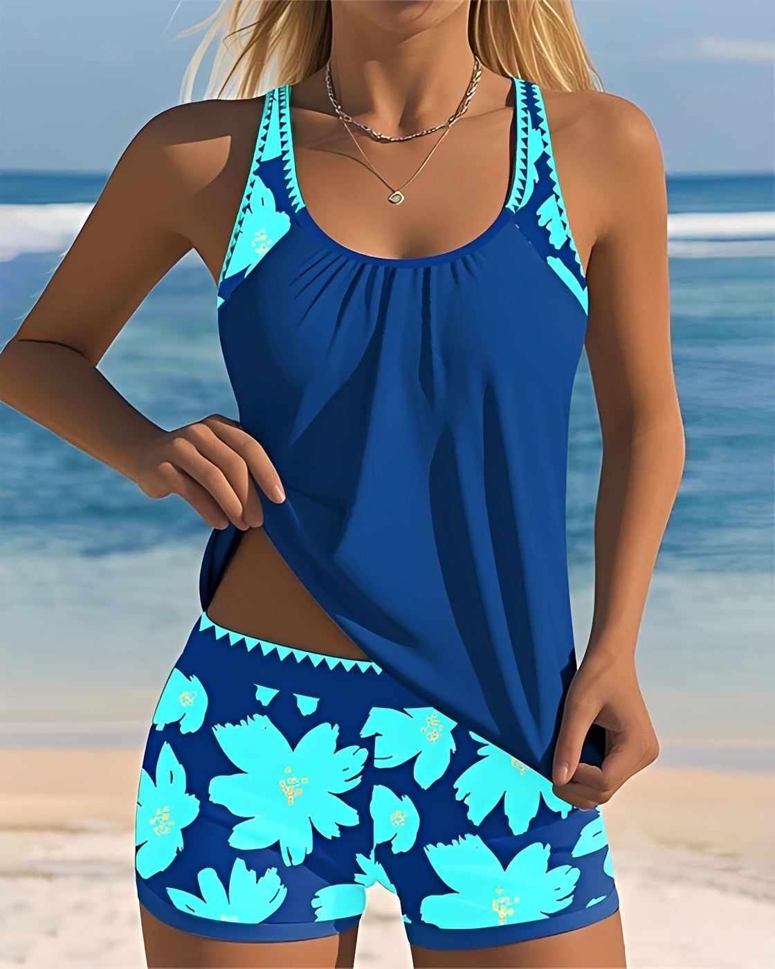 Mila - Tankini mit Blumenprint und Rundhalsausschnitt