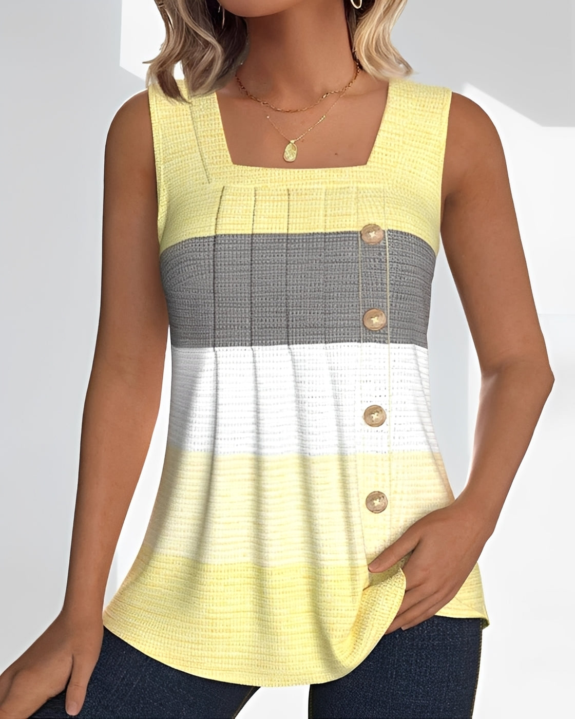 Grace - Lockeres, Gestreiftes Tanktop mit plissierten Details