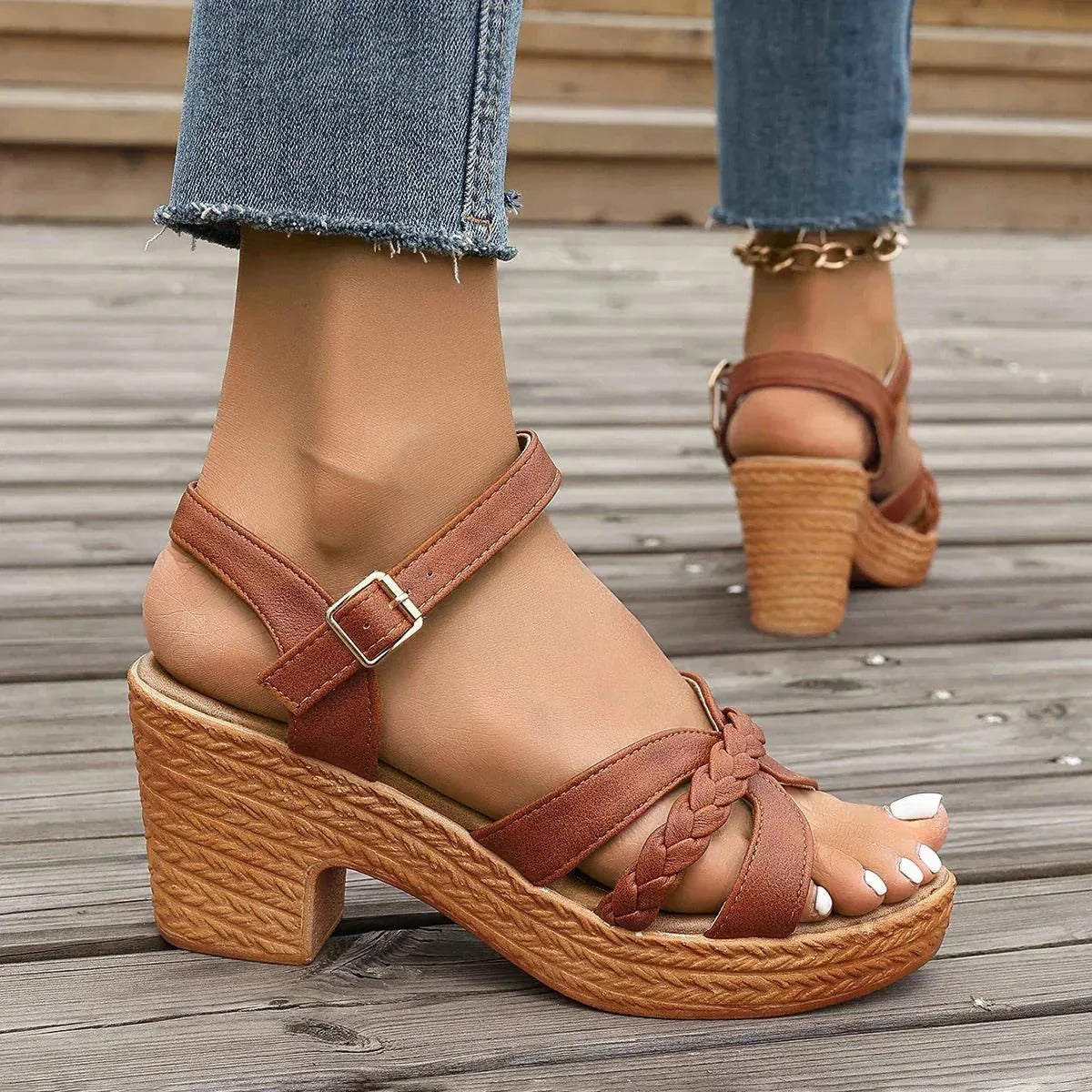 Ffion - Trendige, einfarbige Sandalen