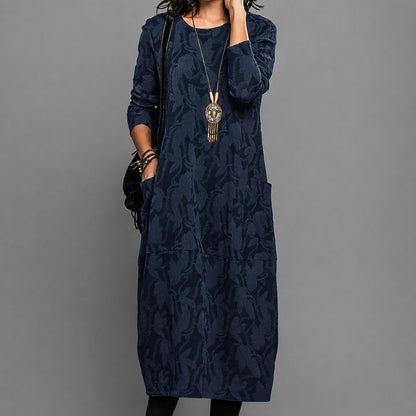 Alisha - Geblümtes Midi-Kleid mit langen Ärmeln