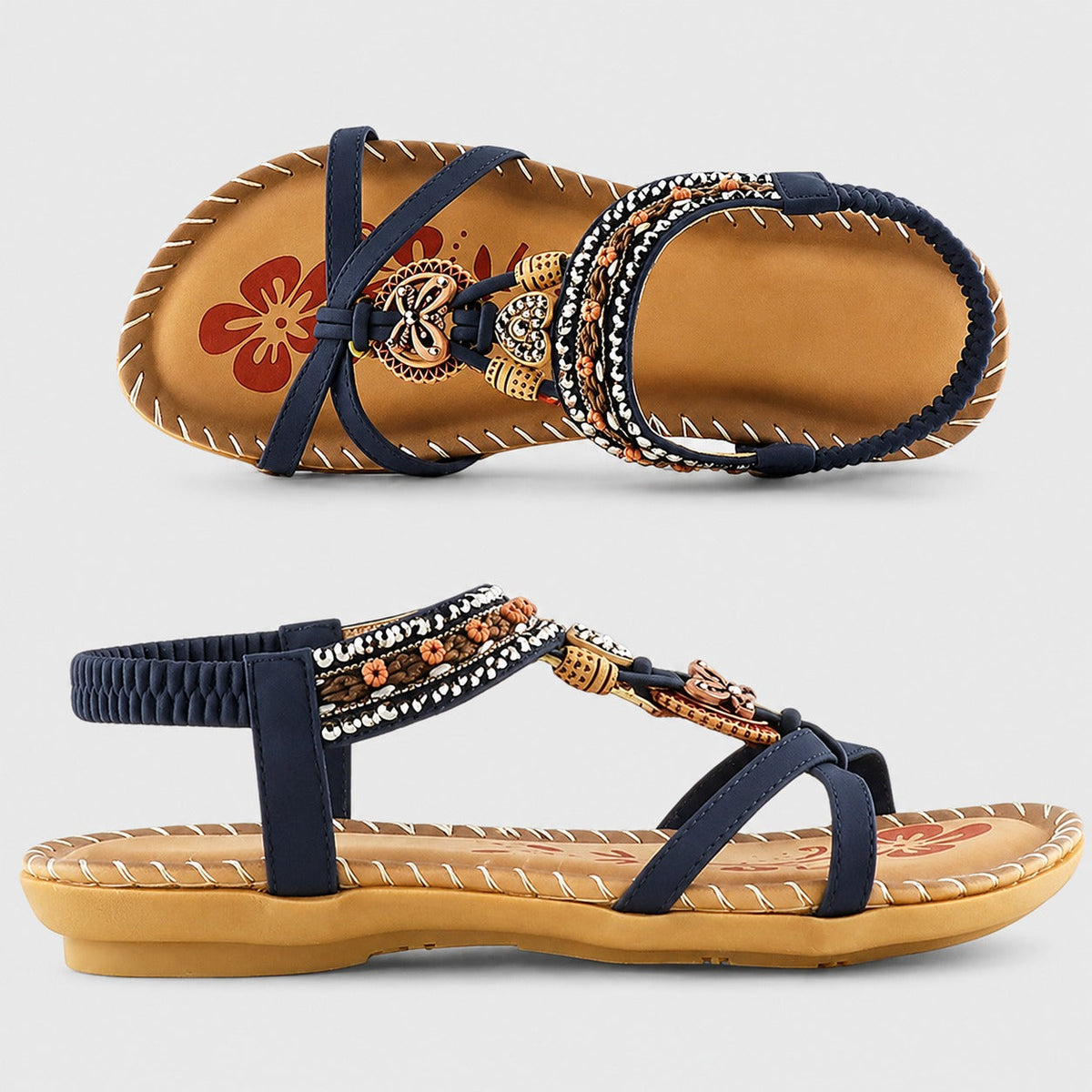 Eleanor - Stilvolle flache Sandalen mit schimmernden Details