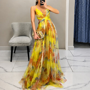 Michelle - Lang geschnittenes Kleid mit Blumenmuster