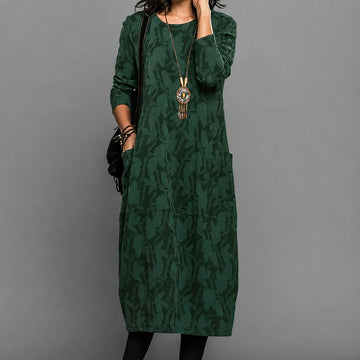 Alisha - Geblümtes Midi-Kleid mit langen Ärmeln