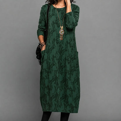 Alisha - Geblümtes Midi-Kleid mit langen Ärmeln