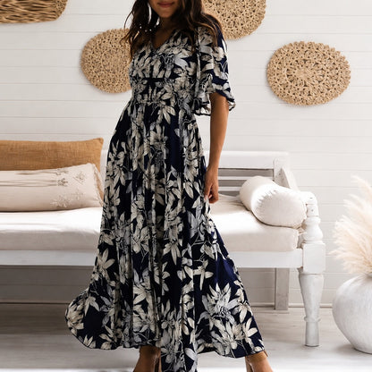 Michaela - Elegantes, Lässiges Blumenkleid in Midilänge
