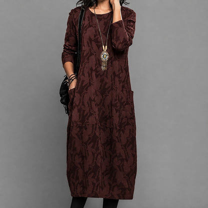 Alisha - Geblümtes Midi-Kleid mit langen Ärmeln
