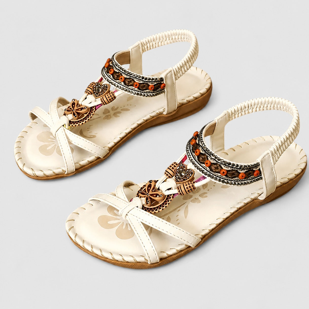 Eleanor - Stilvolle flache Sandalen mit schimmernden Details