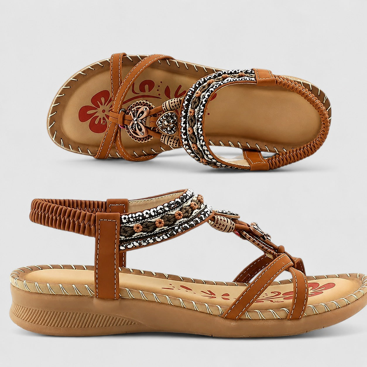 Eleanor - Stilvolle flache Sandalen mit schimmernden Details
