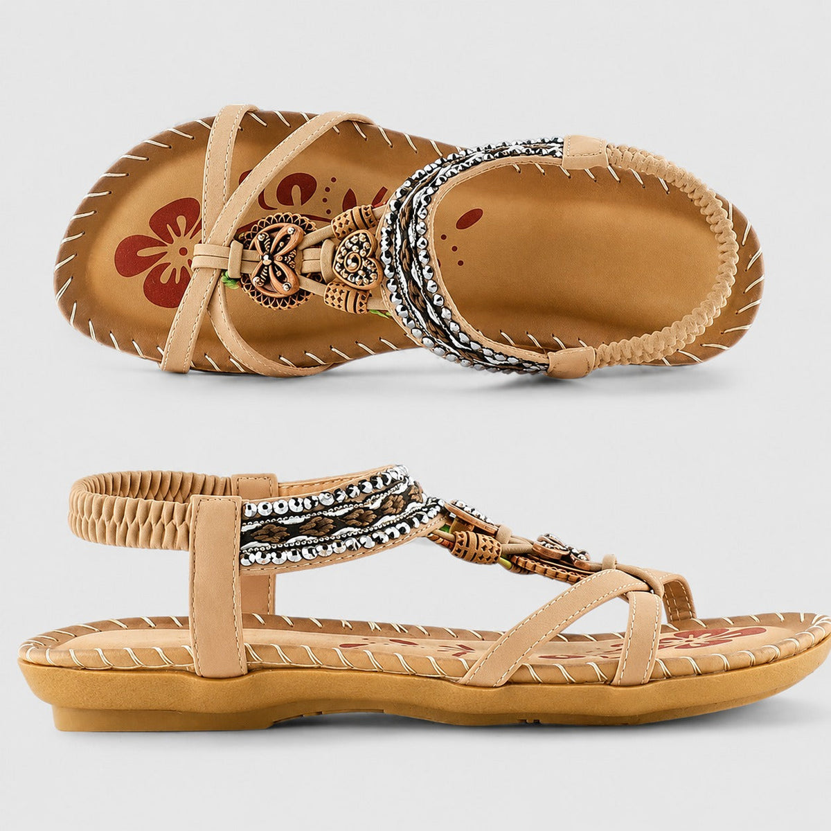 Eleanor - Stilvolle flache Sandalen mit schimmernden Details