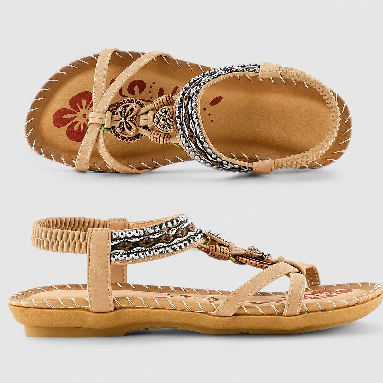 Eleanor - Stilvolle flache Sandalen mit schimmernden Details