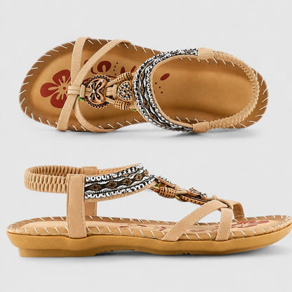 Eleanor - Stilvolle flache Sandalen mit schimmernden Details
