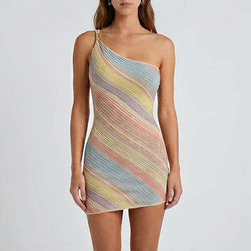 Kameron - Farbintensives One-Shoulder-Minikleid