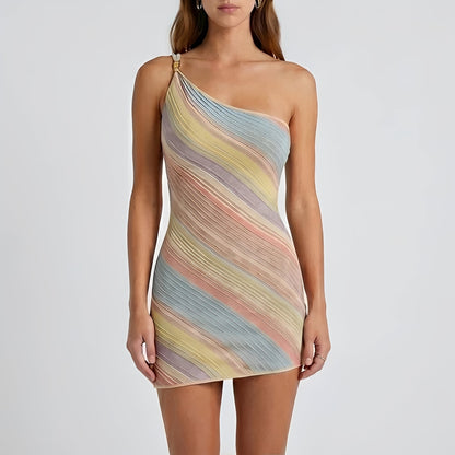 Kameron - Farbintensives One-Shoulder-Minikleid