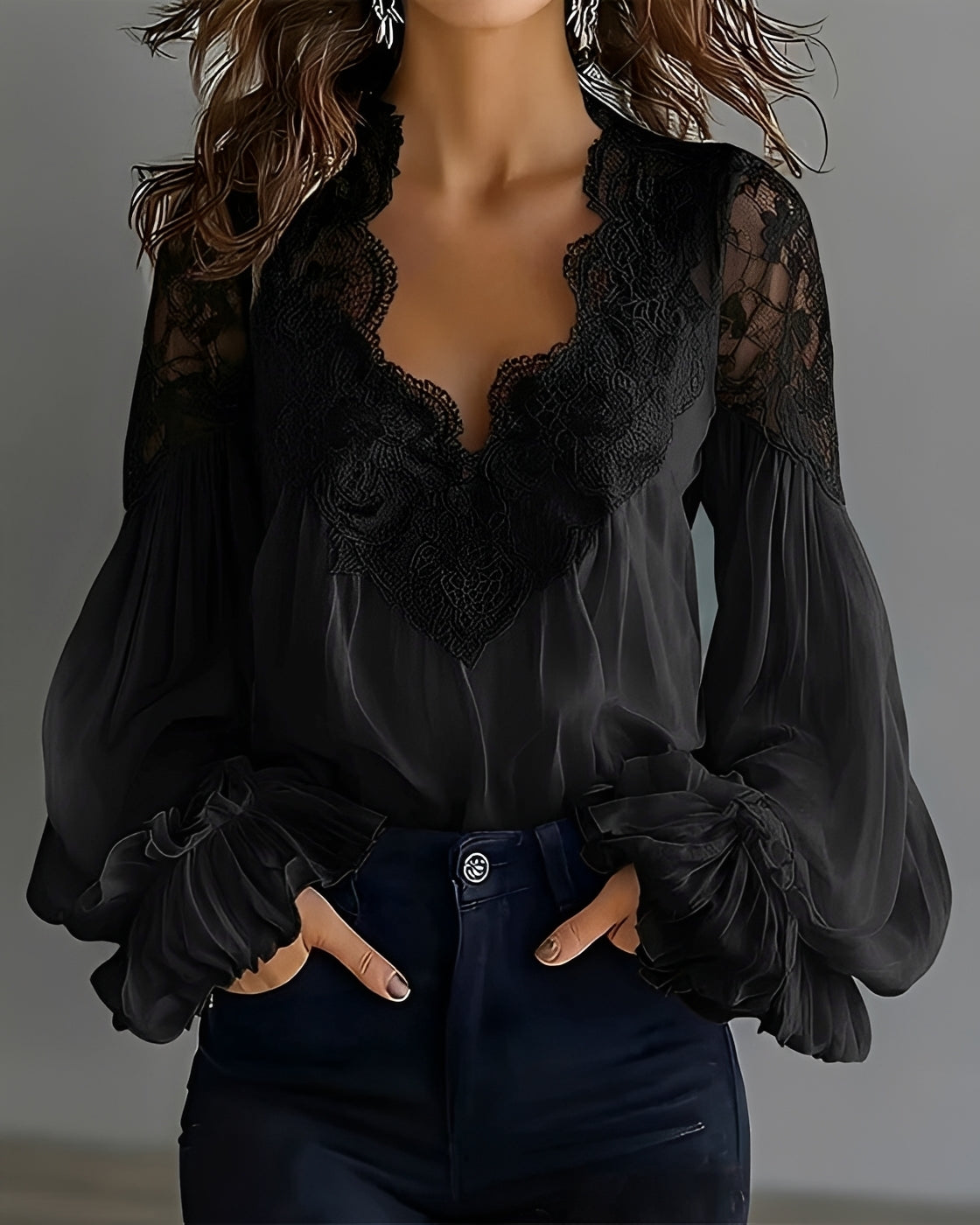 Kim - Stylische Bluse mit V-Ausschnitt