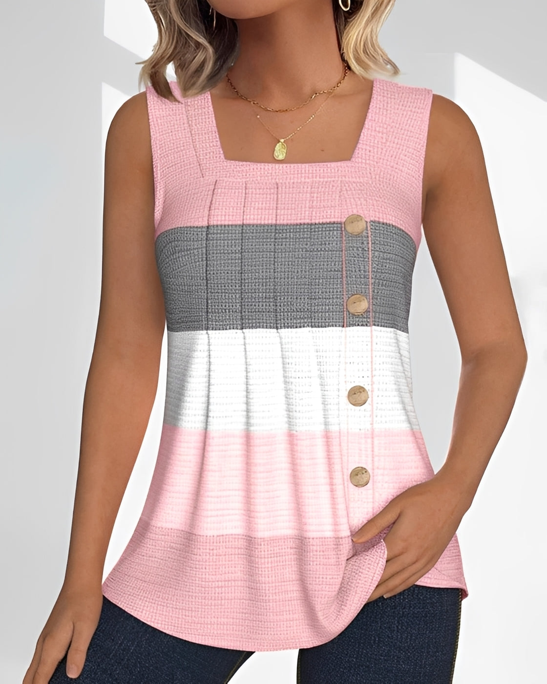 Grace - Lockeres, Gestreiftes Tanktop mit plissierten Details