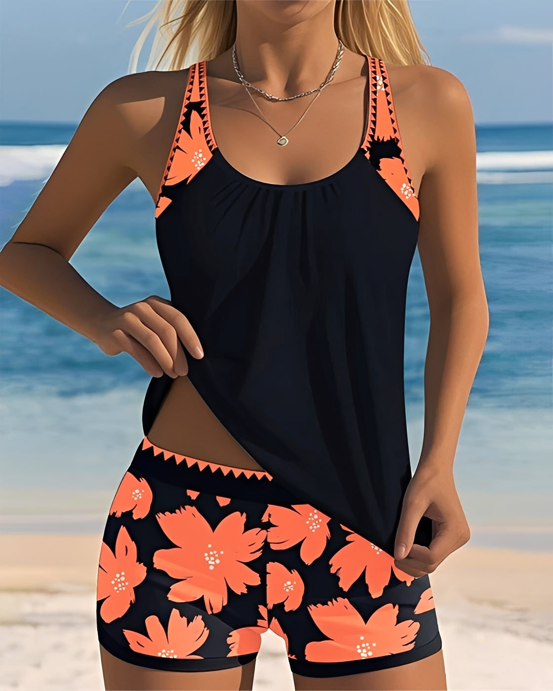 Mila - Tankini mit Blumenprint und Rundhalsausschnitt