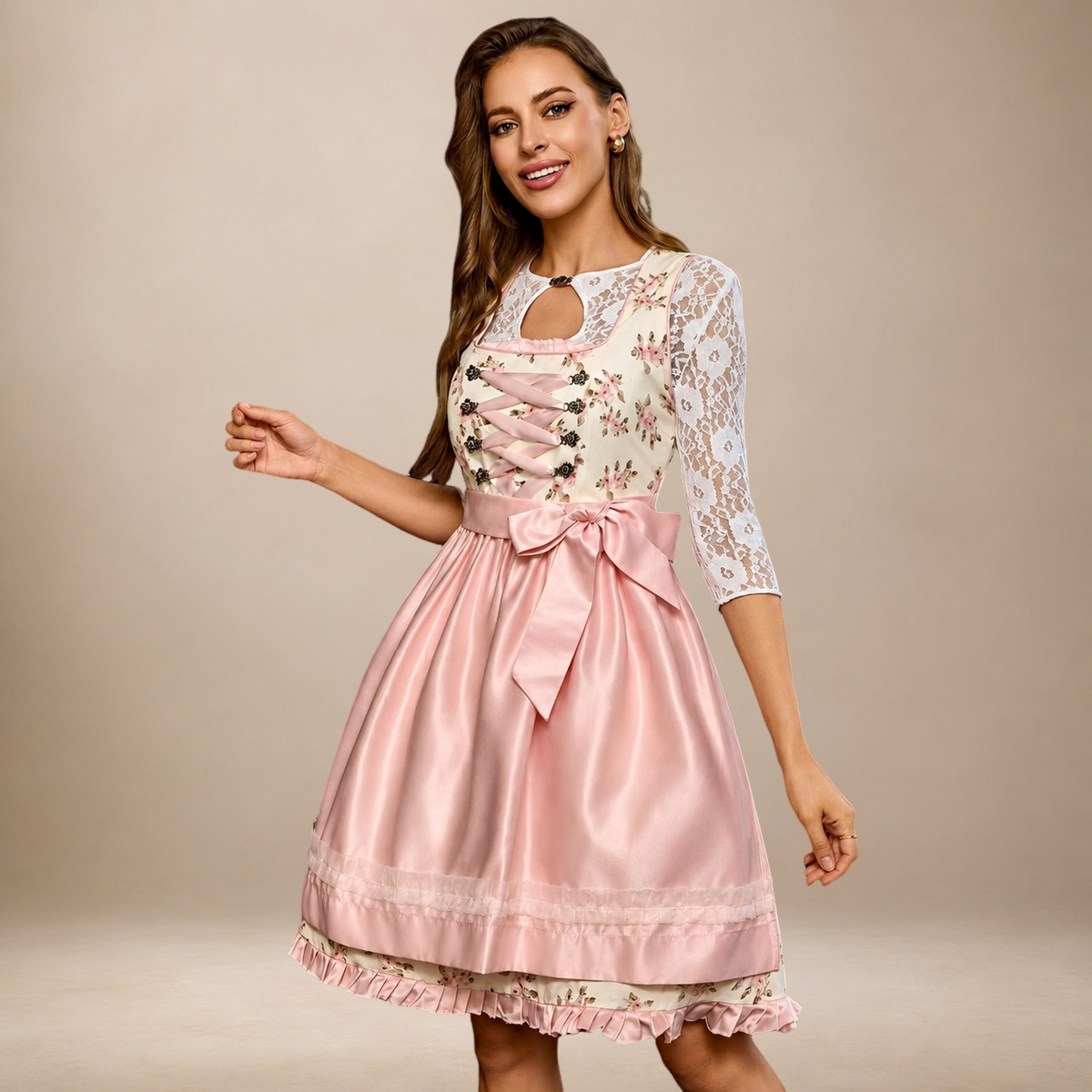 Liliana - Ansprechendes Oktoberfestkleid mit Schleife (Futter nicht enthalten)