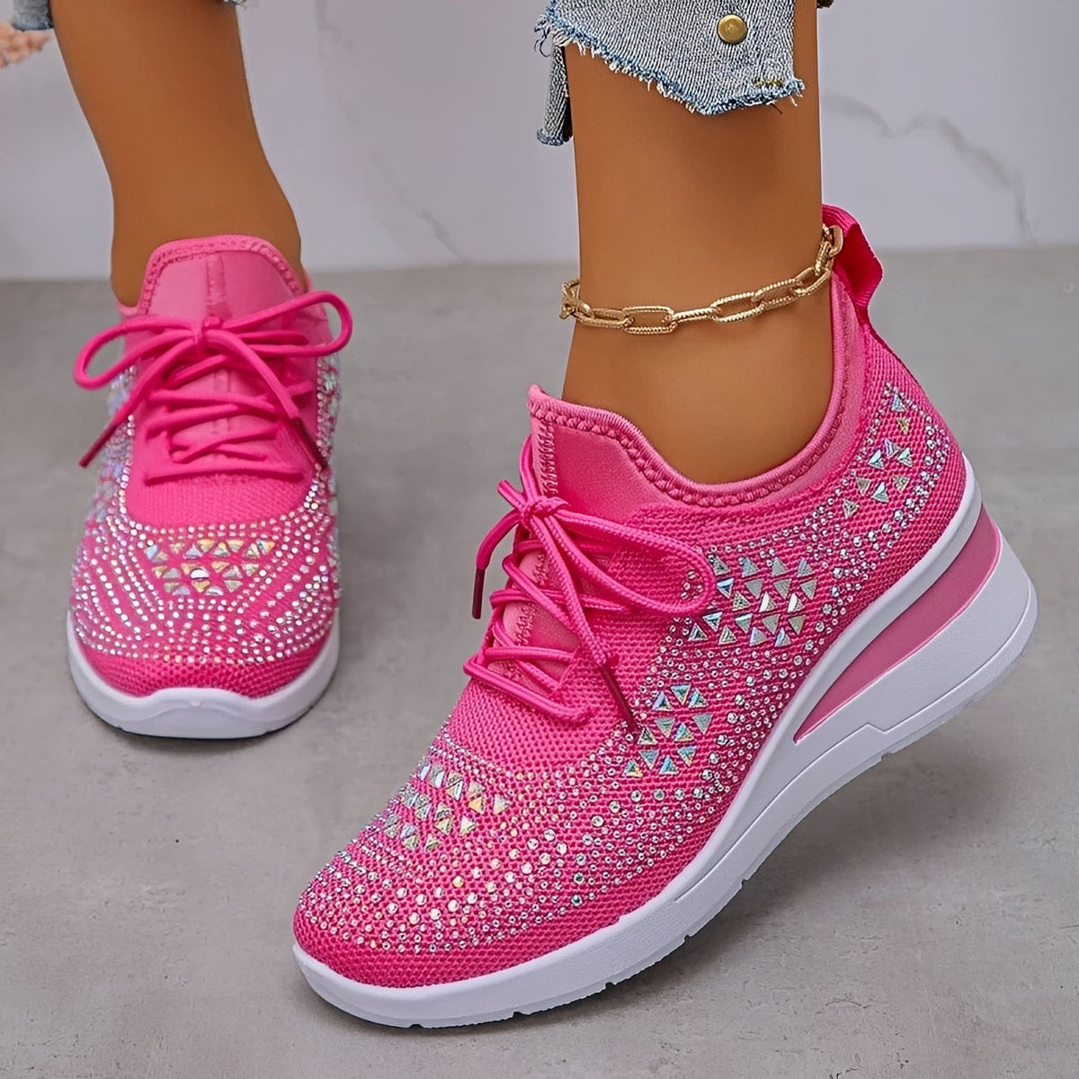 Elodie - Modische bequeme Sneakers mit glänzenden Akzenten