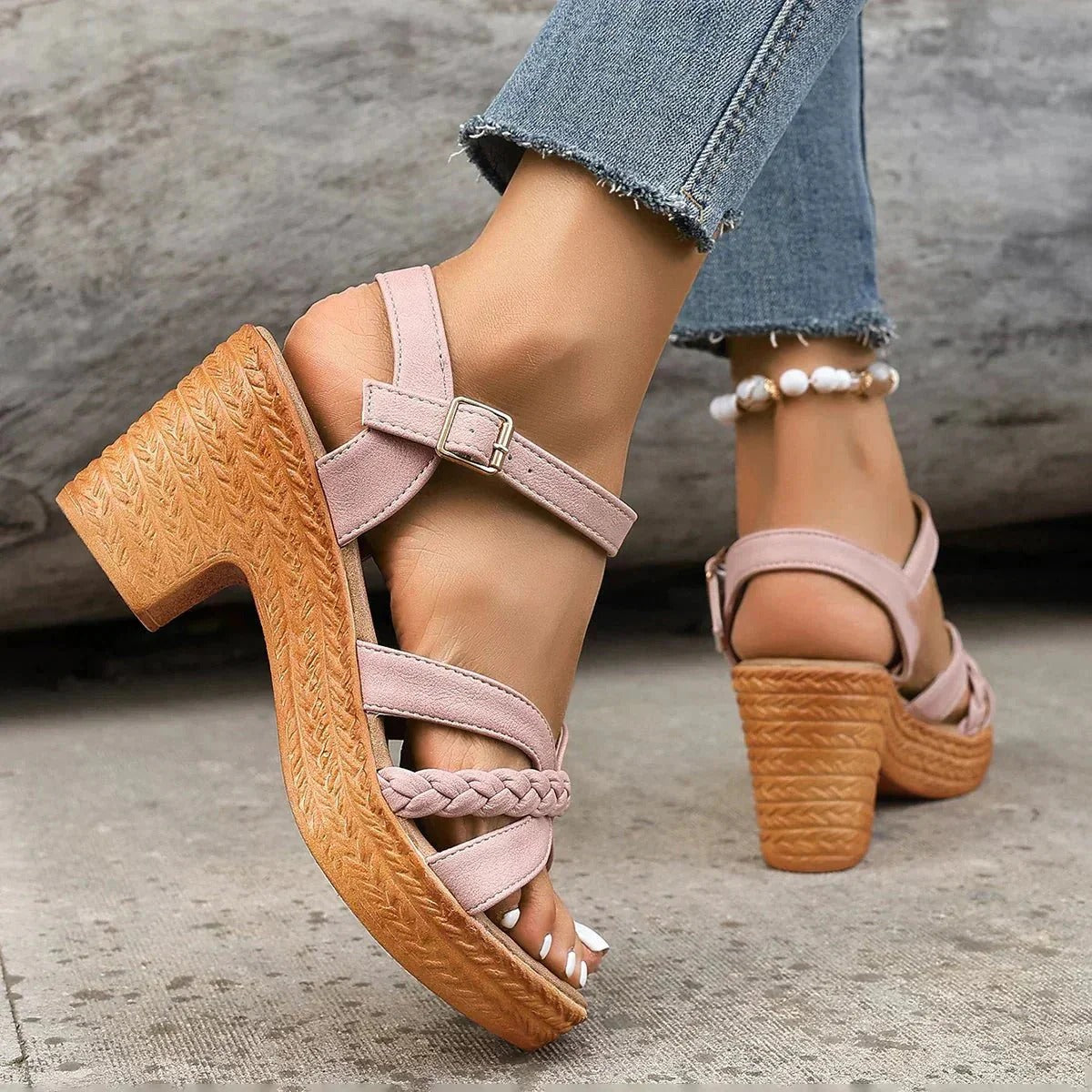 Ffion - Trendige, einfarbige Sandalen