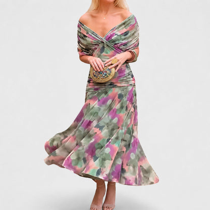 Bernice - Elegantes Gerafftes Maxikleid