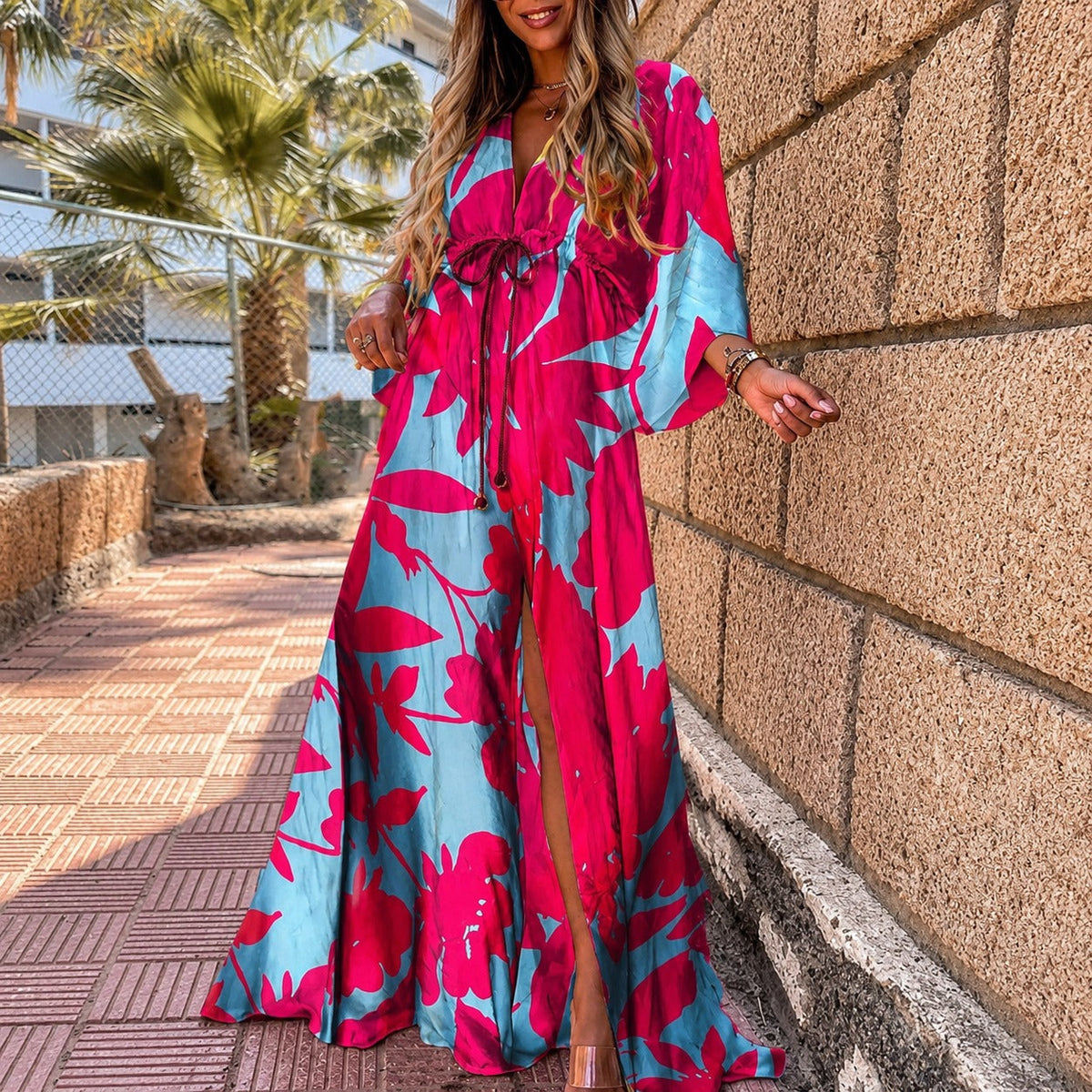 Janice - Stilvolles, buntes Maxikleid