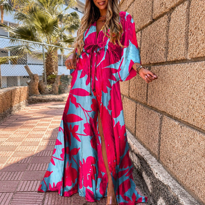 Janice - Stilvolles, buntes Maxikleid