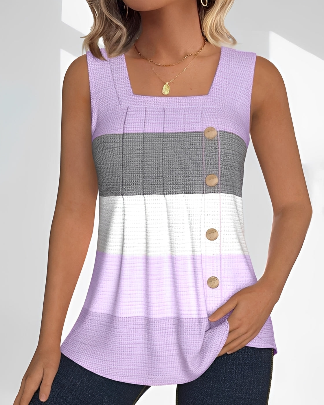 Grace - Lockeres, Gestreiftes Tanktop mit plissierten Details