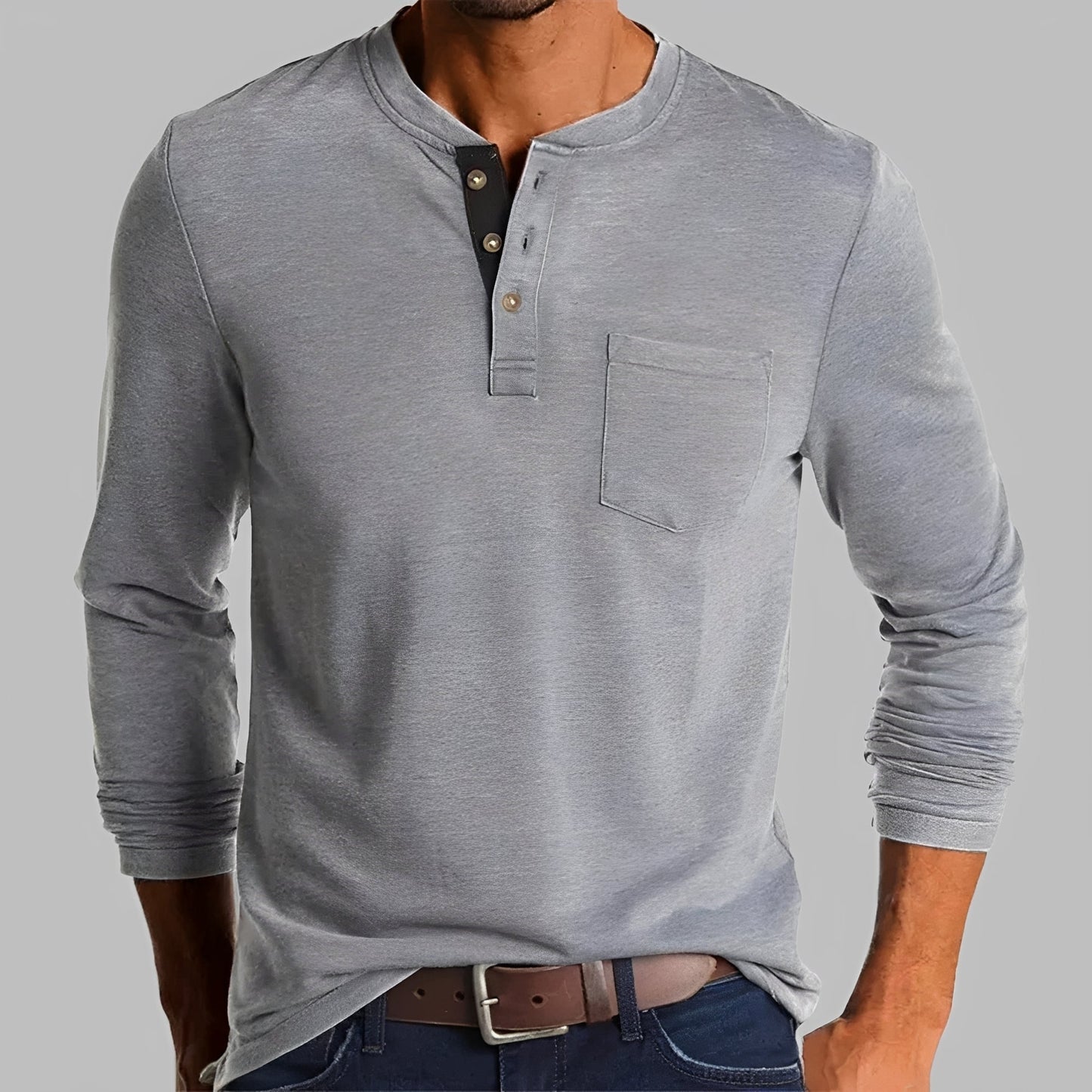 Dalton - Langarm-Henley-Shirt