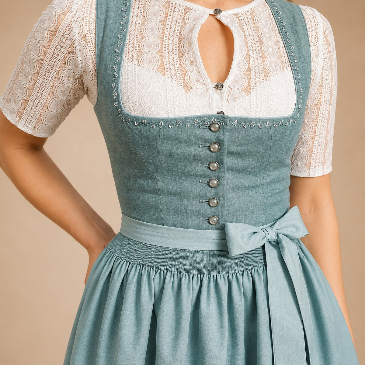 Cora - Klassisches Oktoberfestkleid mit Schleifenakzent (Futter nicht enthalten)