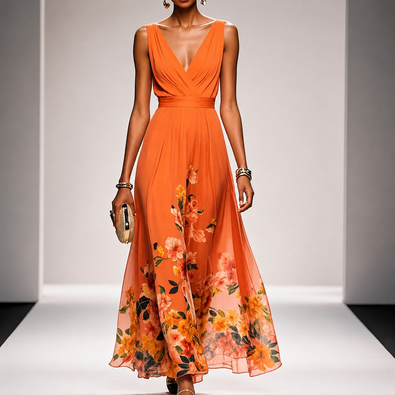 Tanisha - Langes Kleid mit Blumenmuster