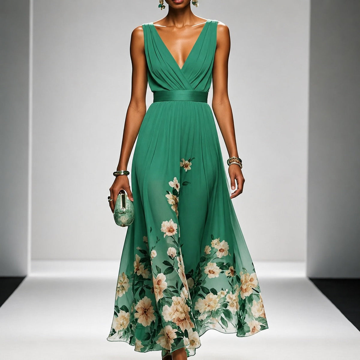 Tanisha - Langes Kleid mit Blumenmuster